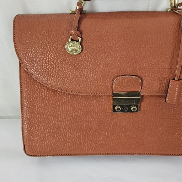 Vintage Dooney & Bourke camel brown leather folio briefcase with lock and key - Picture 12 of 16